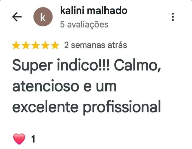 Avaliação de Kalini Malhado no Google