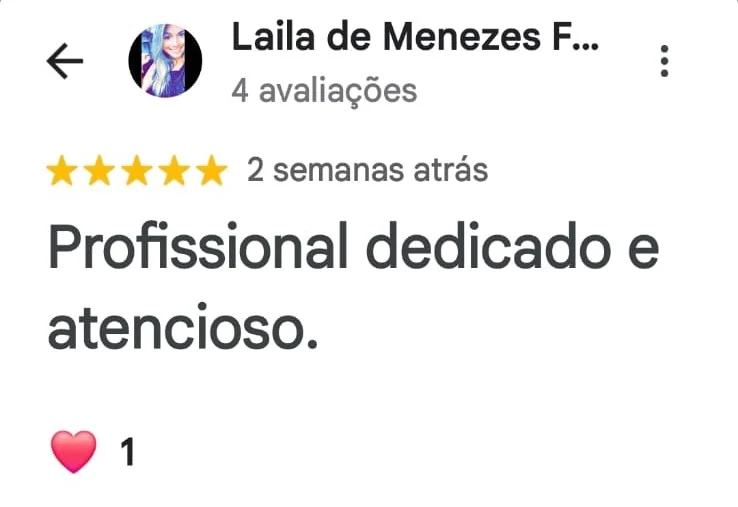 Avaliação de Laila de Menezes no Google
